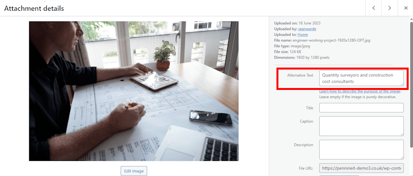 How to set image alt tag in WordPress